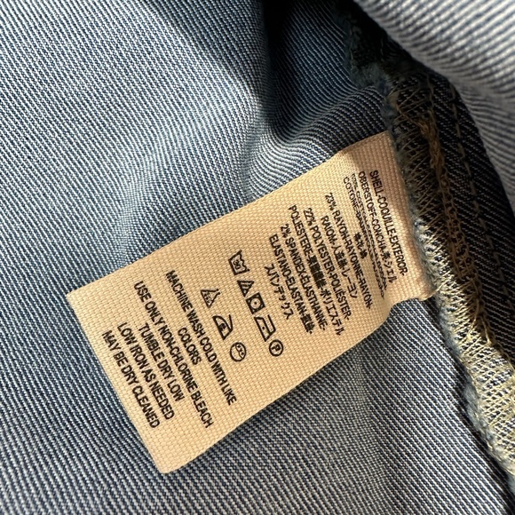 Free People Wandering Star Denim Mini Dress Classic Denim Button-down Size 12 - Picture 6 of 6